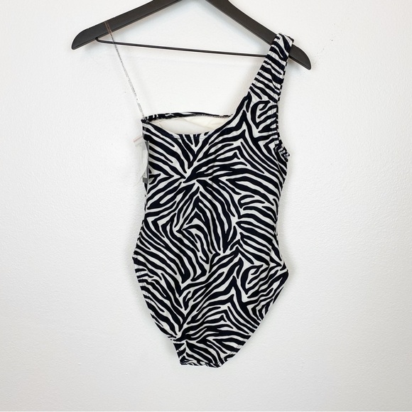 Kate Spade Zebra Stripe One Shoulder One Piece Swimsuit - Picture 2 of 3